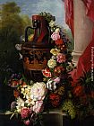 Roses Canvas Paintings - A Greek Urn with Garland of Roses